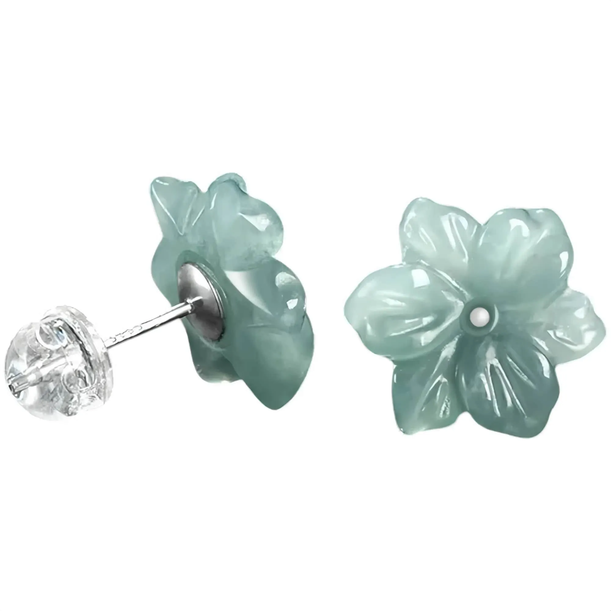 Jade Flower Earrings (Stud)