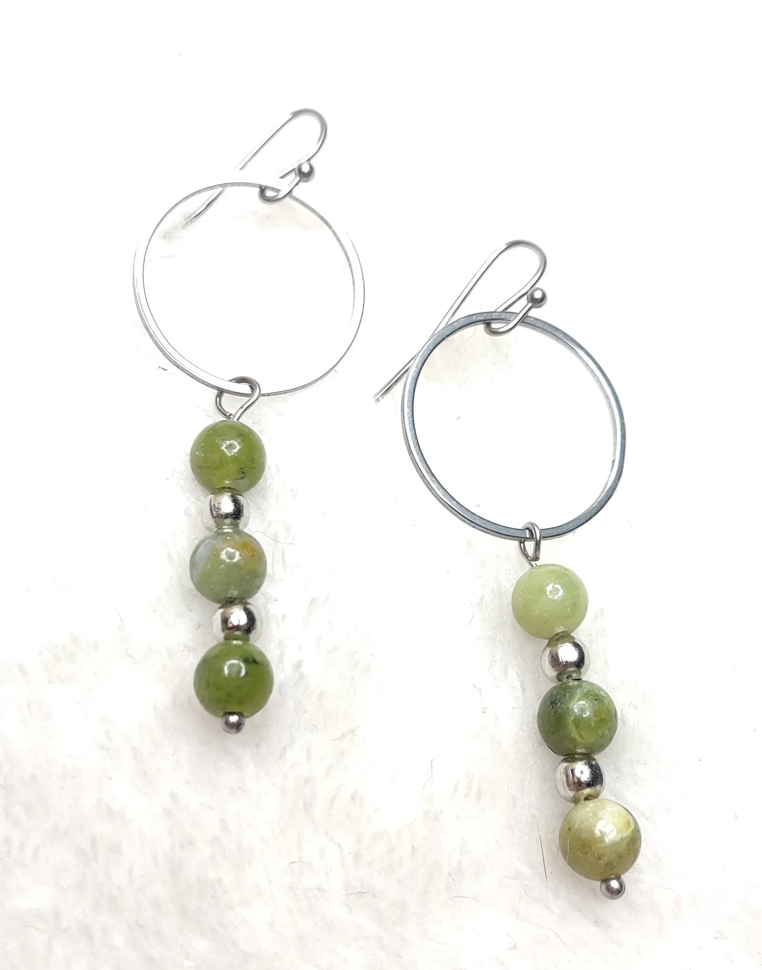 Jade Hoop Drop Earrings