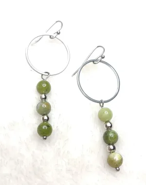 Jade Hoop Drop Earrings