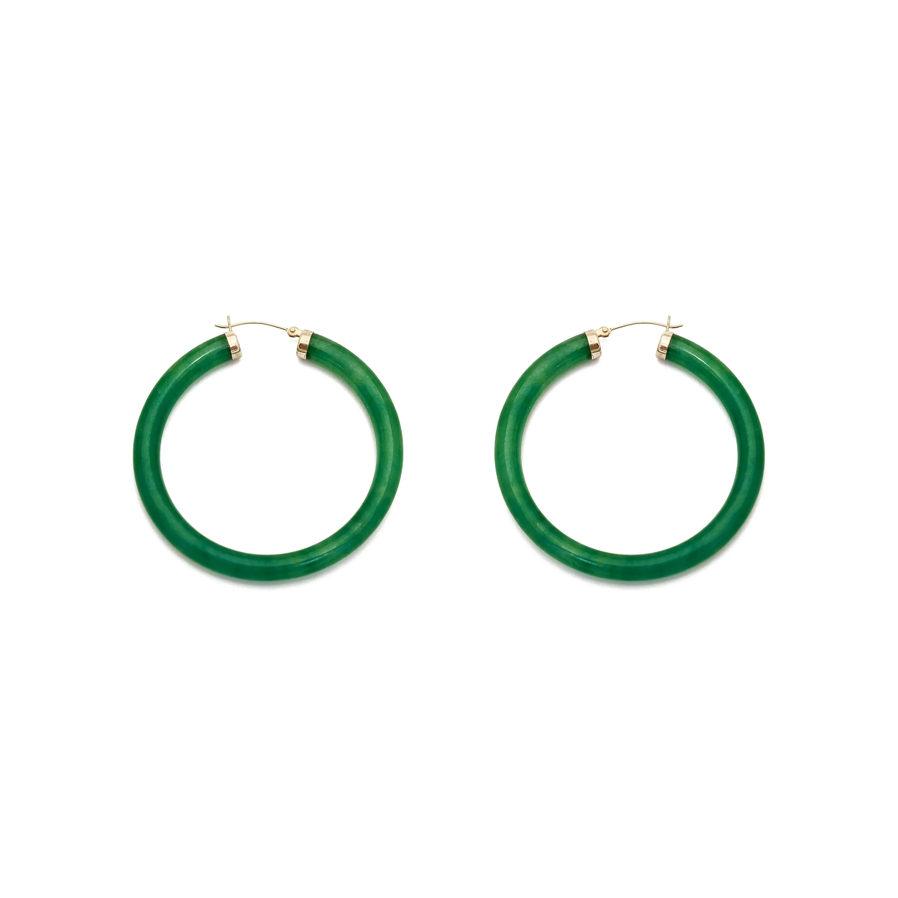 Jade Hoop Earrings (14K)