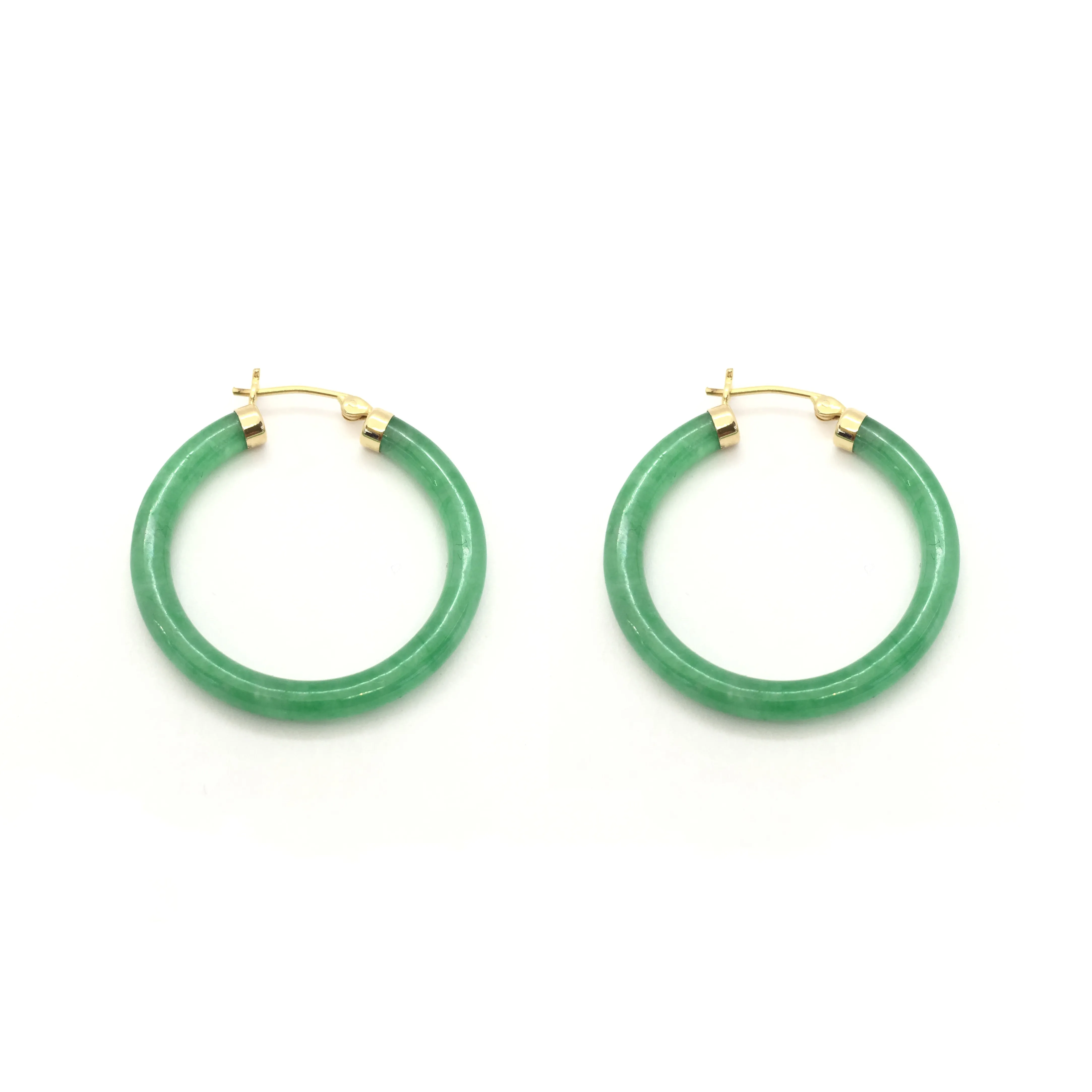 Jade Hoop Earrings (14K)