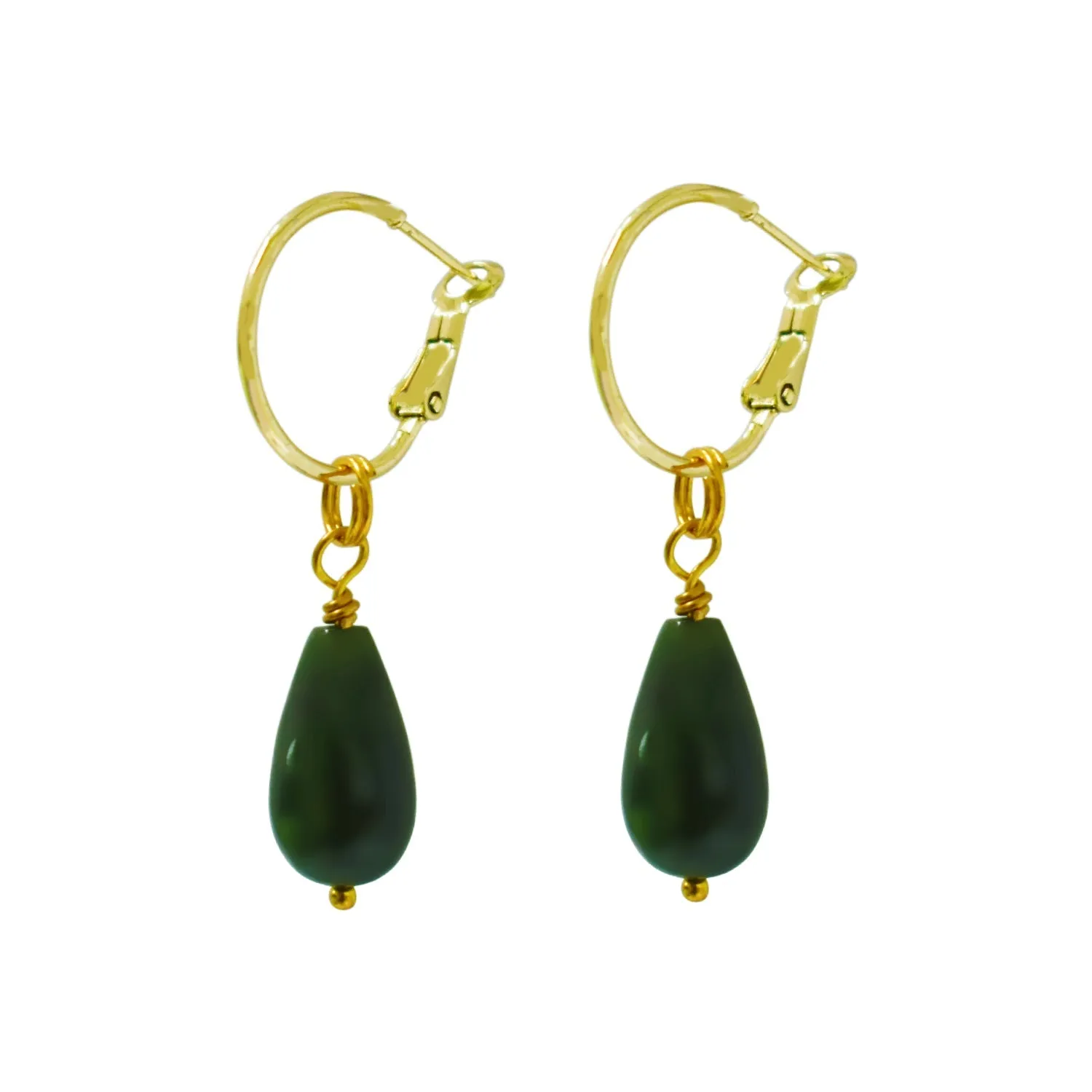 Jade Mini Charm and hoop earrings set
