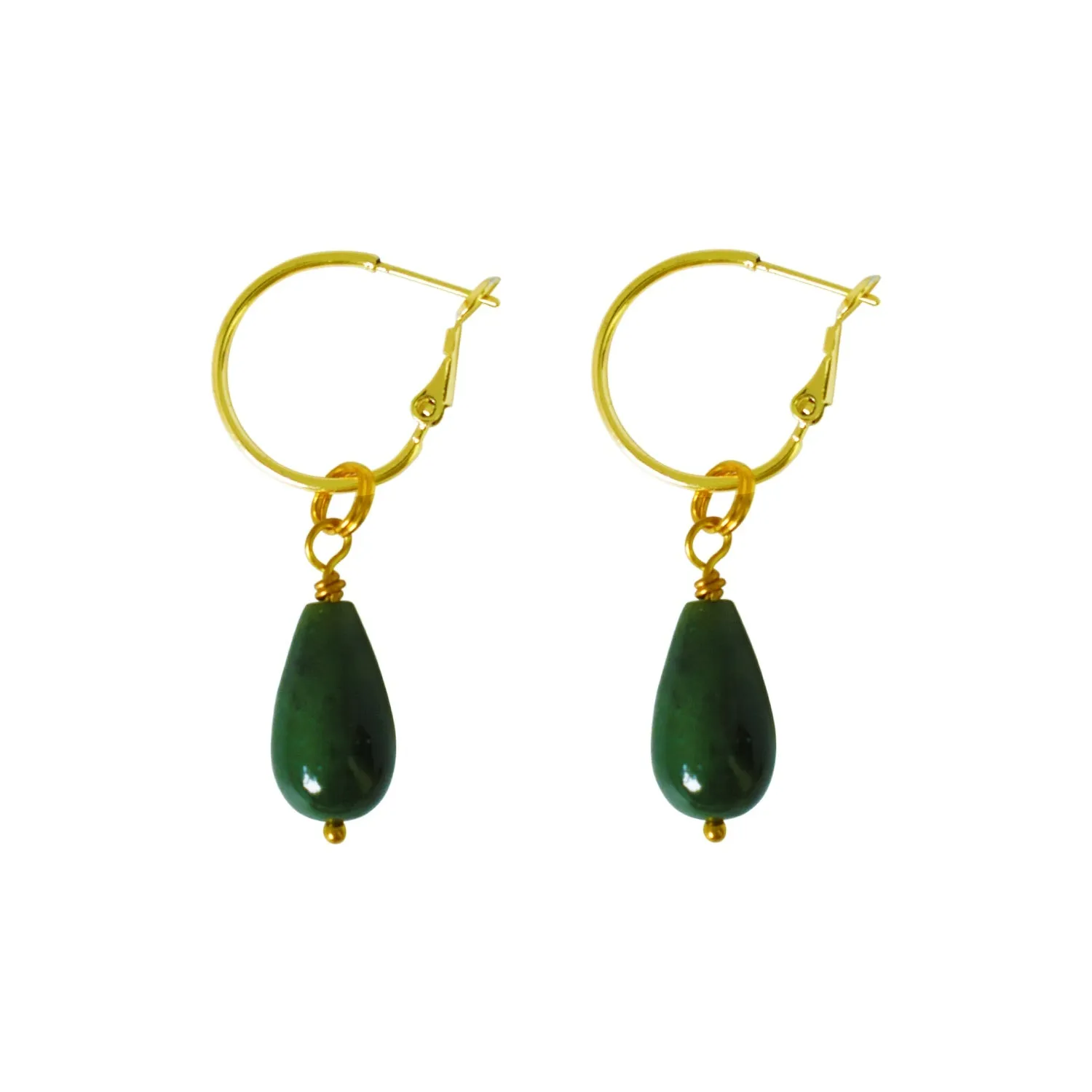 Jade Mini Charm and hoop earrings set