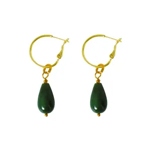 Jade Mini Charm and hoop earrings set