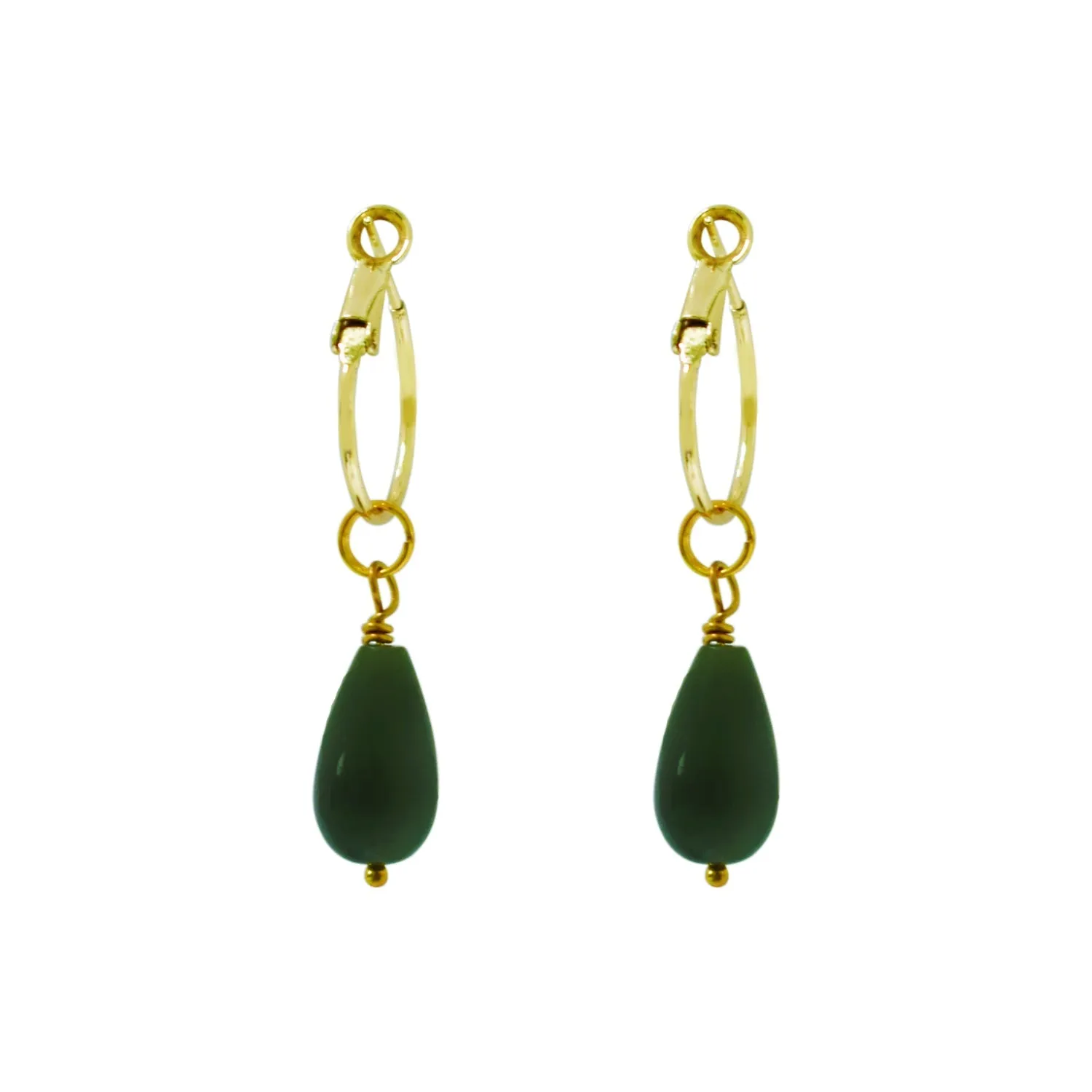Jade Mini Charm and hoop earrings set