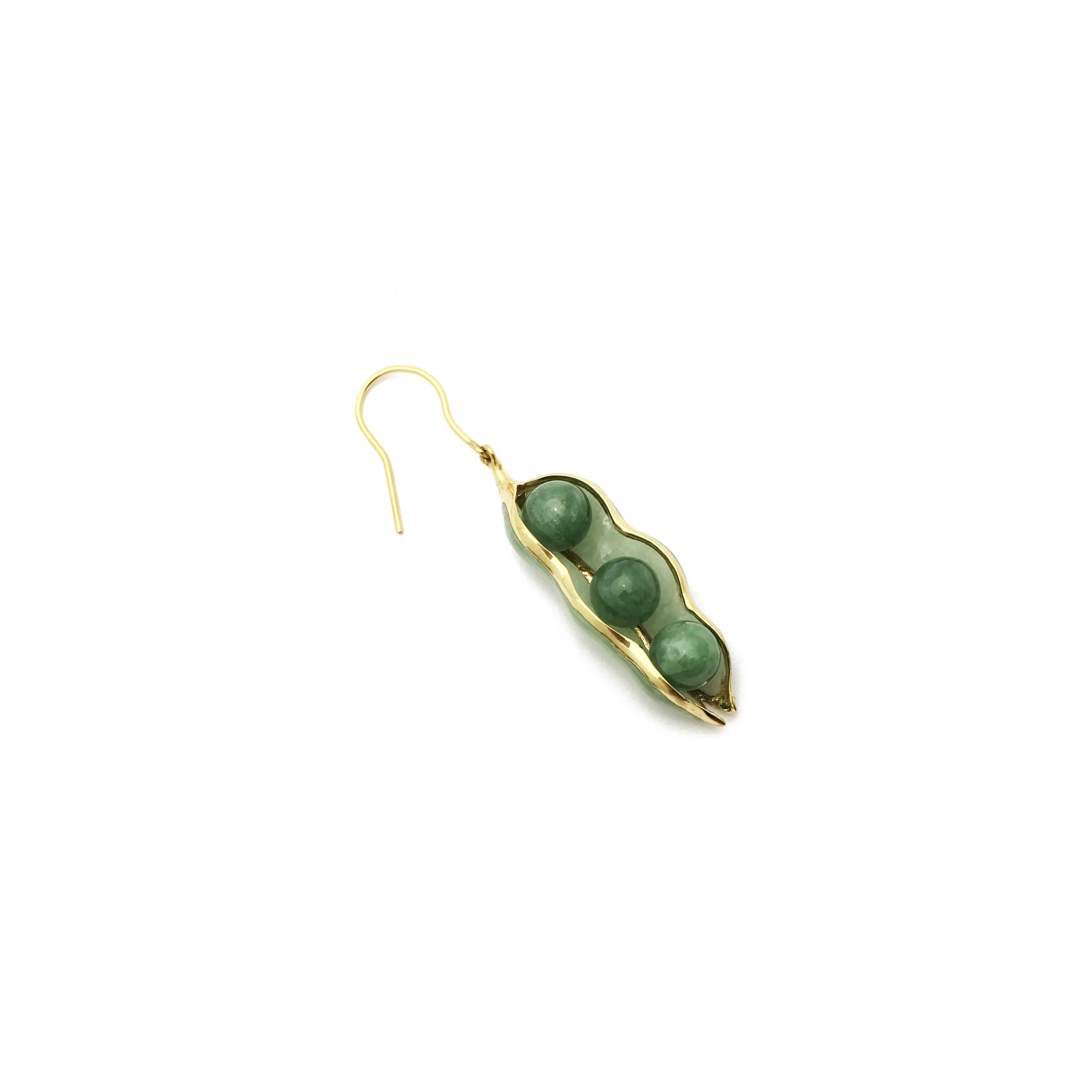 Jade Peapod Hanging Earrings (14K)