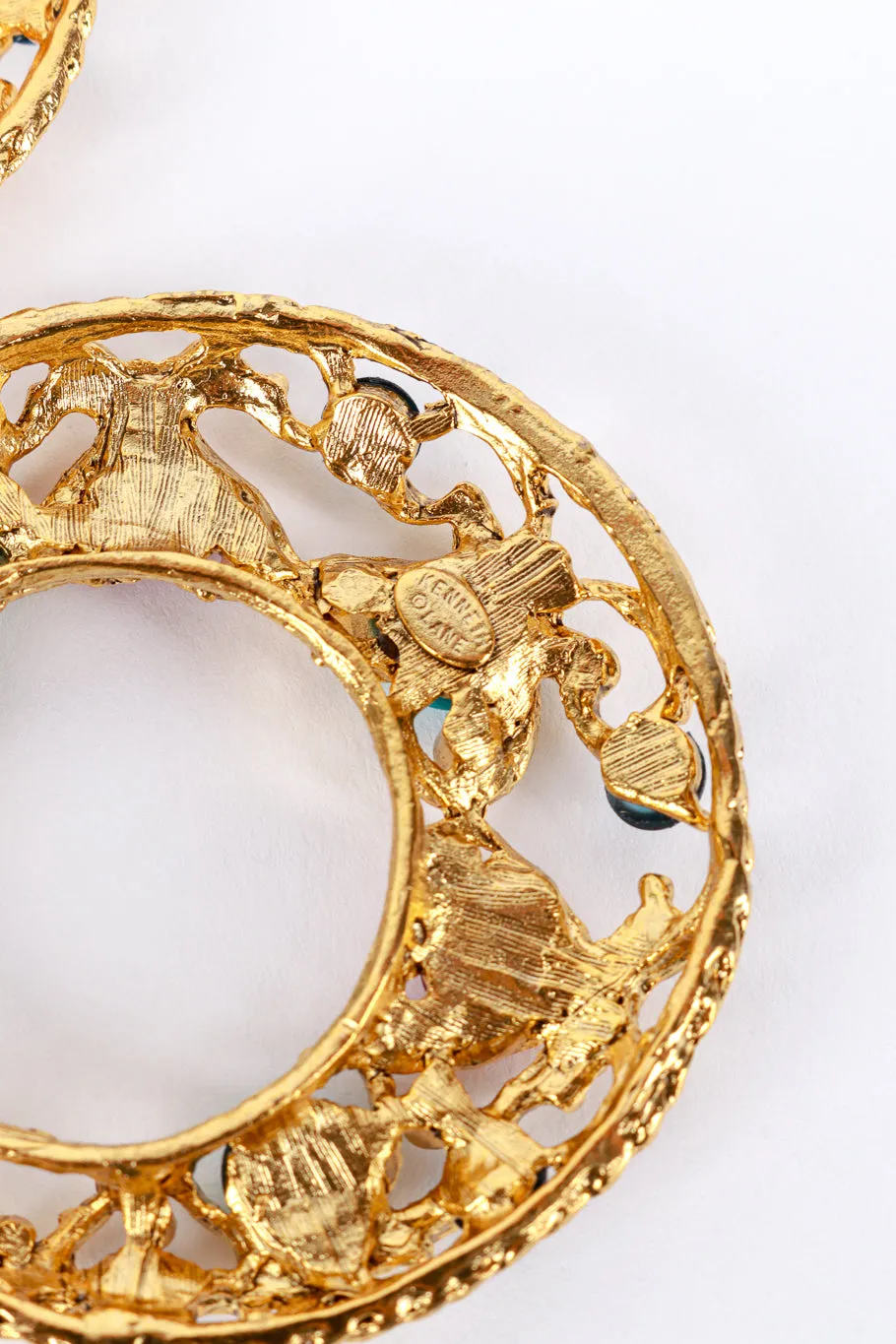 Jeweled Gripoix Hoop Drop Earrings