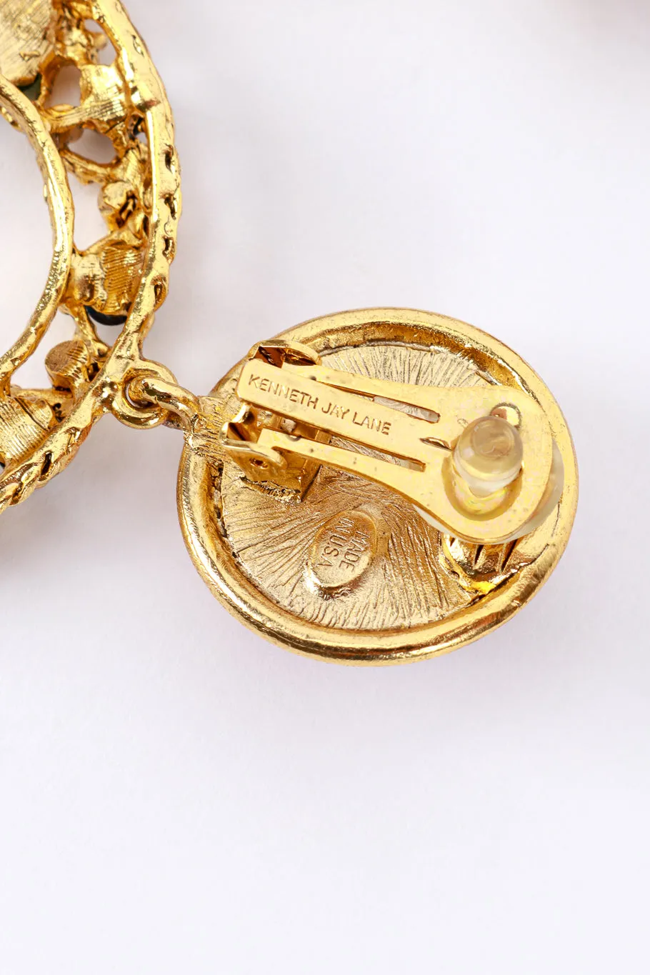 Jeweled Gripoix Hoop Drop Earrings