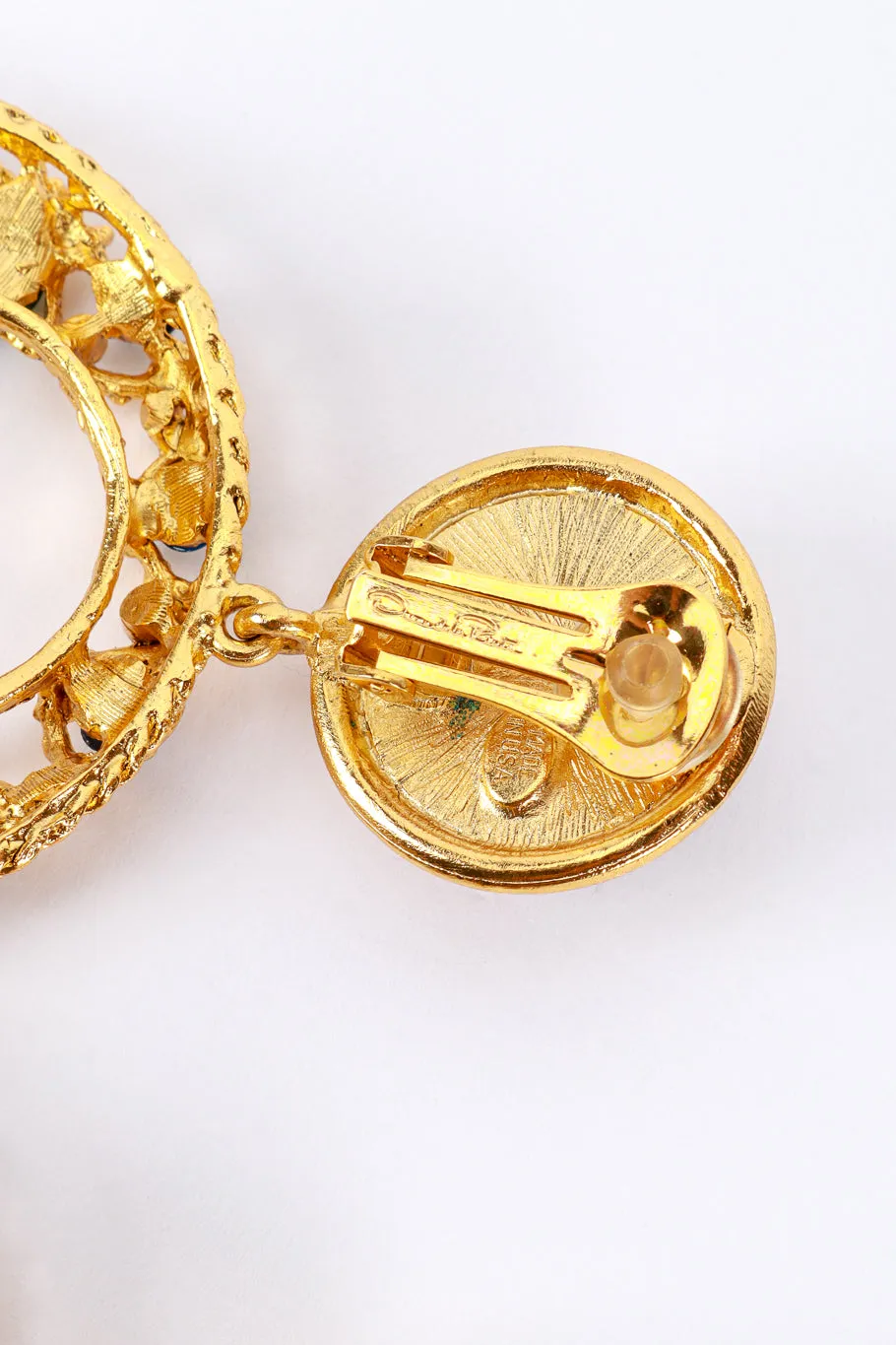 Jeweled Gripoix Hoop Drop Earrings