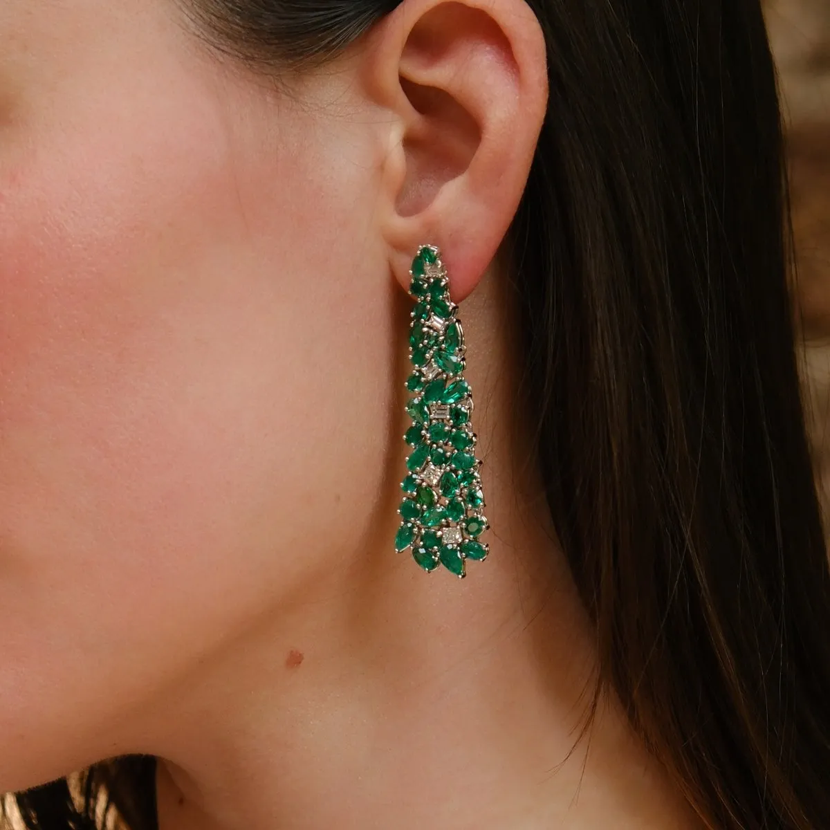 Jewels of Desire Persea Emerald Chandelier Earrings