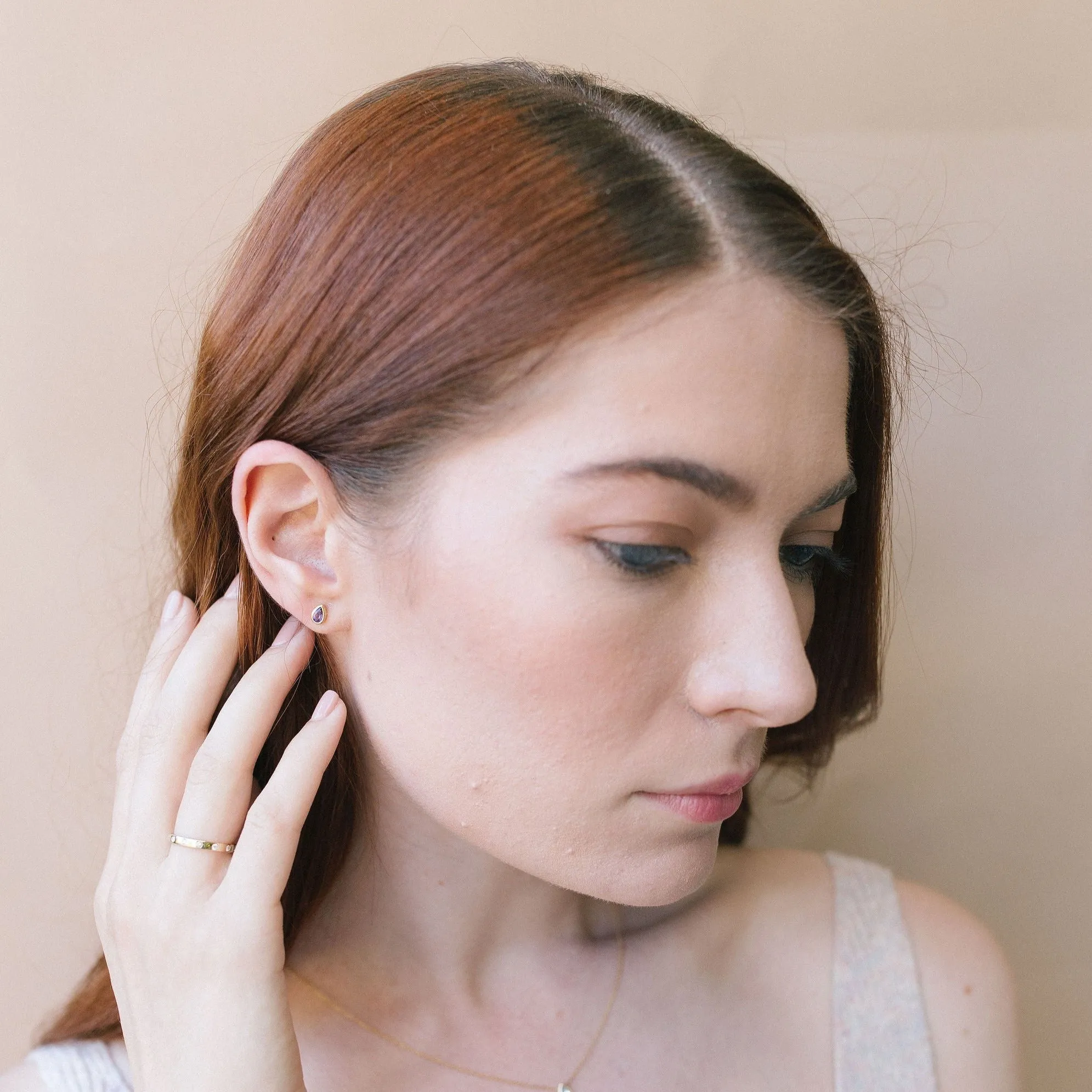 Jordyn Pear Shaped Amethyst Stud Earrings