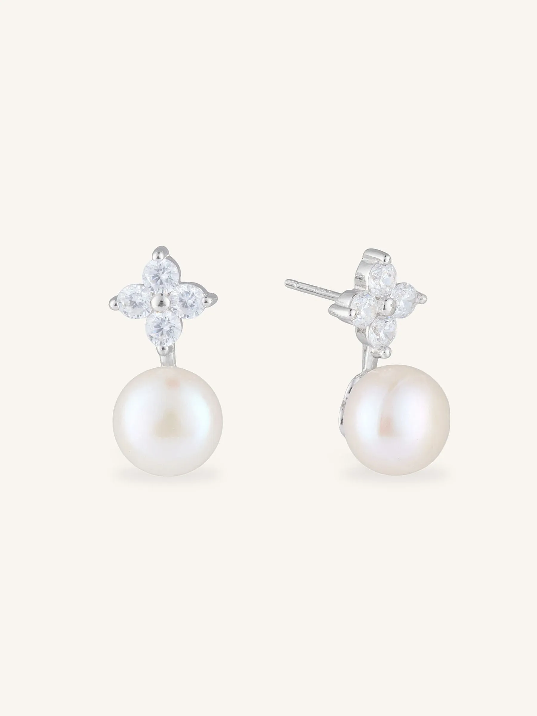 Juliette | Crystal Pearl Drop Earrings