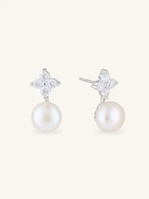 Juliette | Crystal Pearl Drop Earrings
