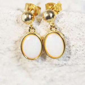'Keelia'  Gold Plated Silver White Opal Earrings