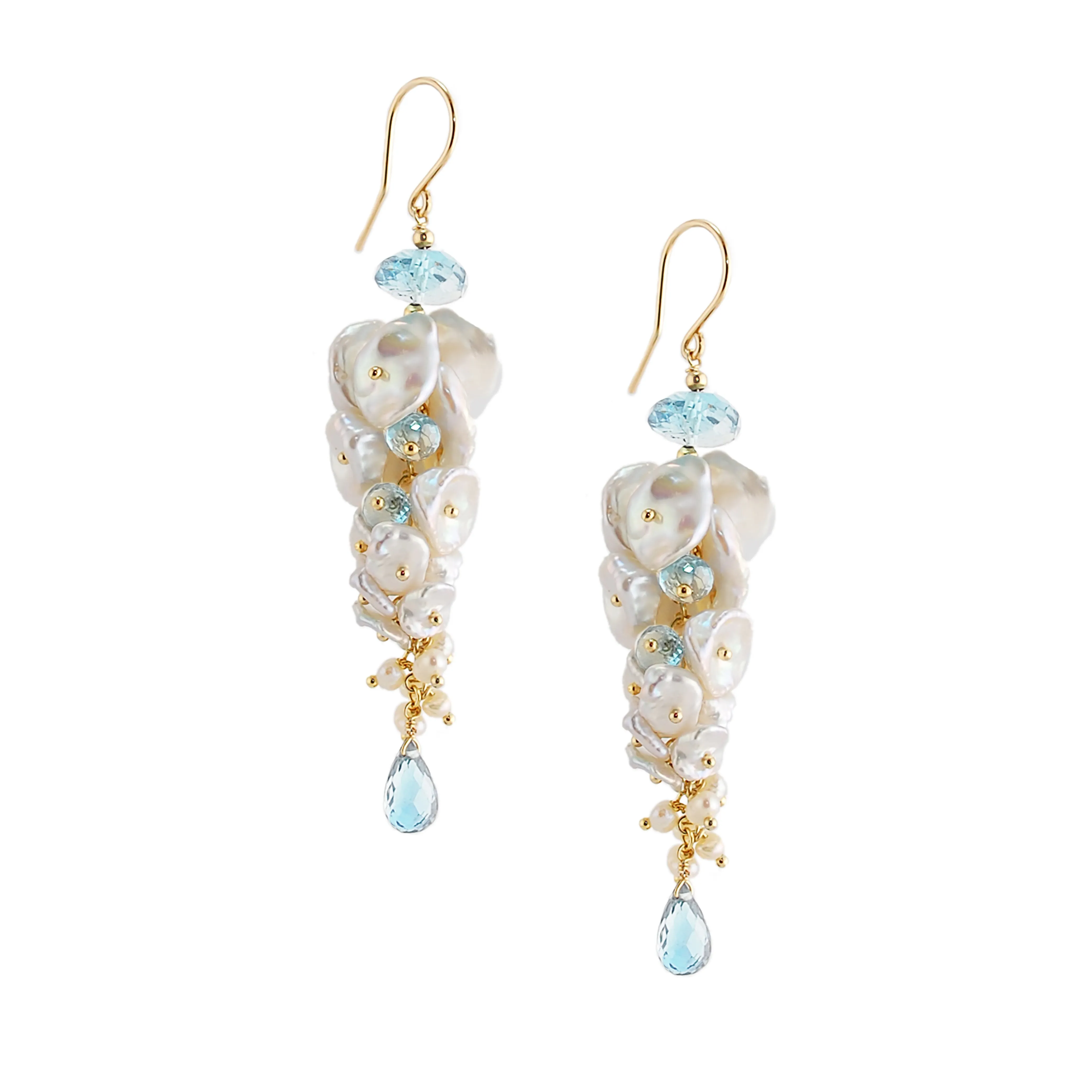Keishi Pearl Earrings with Topaz
