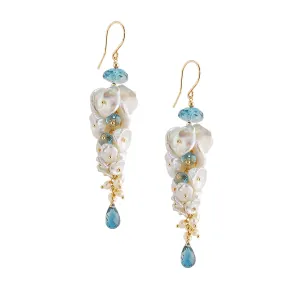 Keishi Pearl Earrings with Topaz