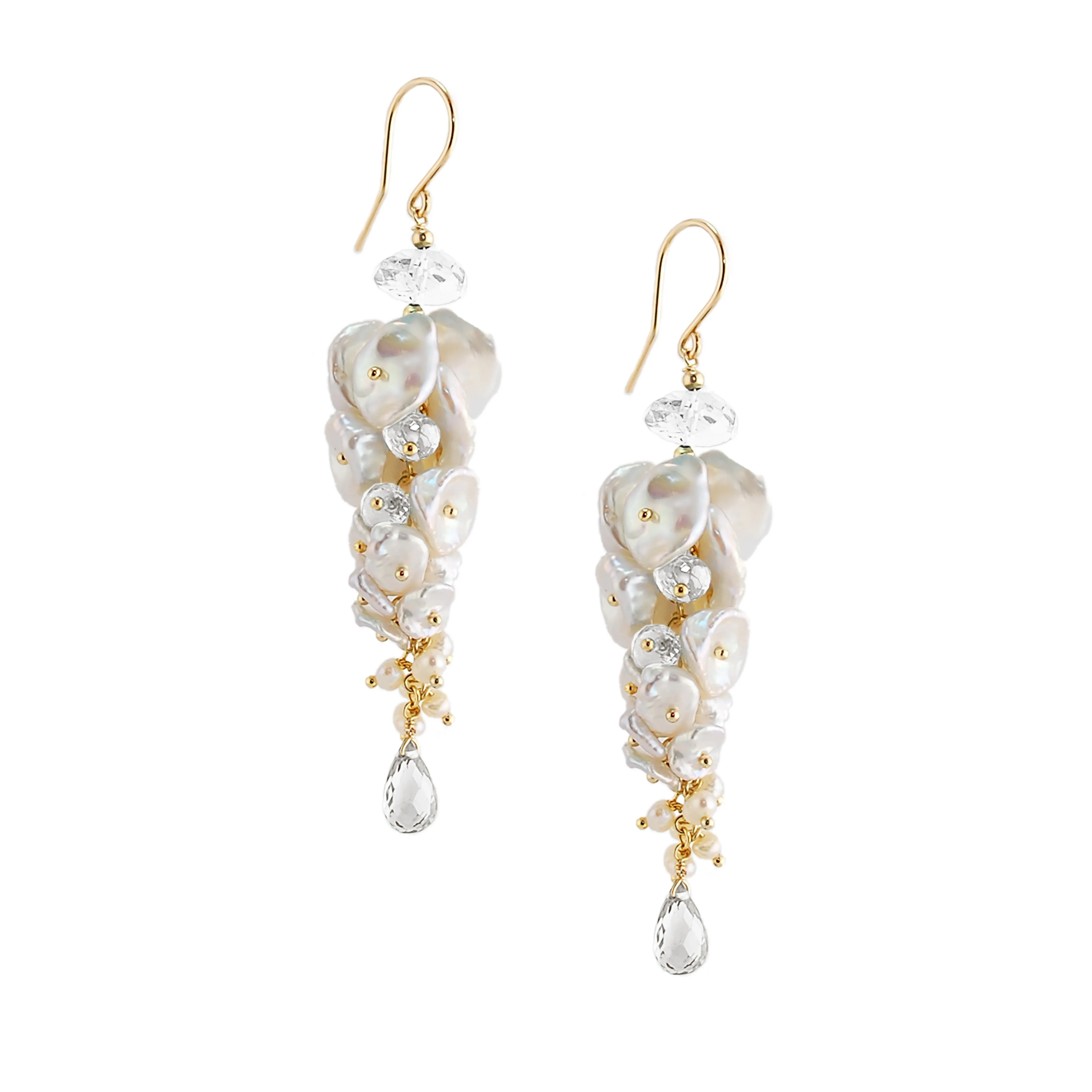 Keishi Pearl Earrings with Topaz