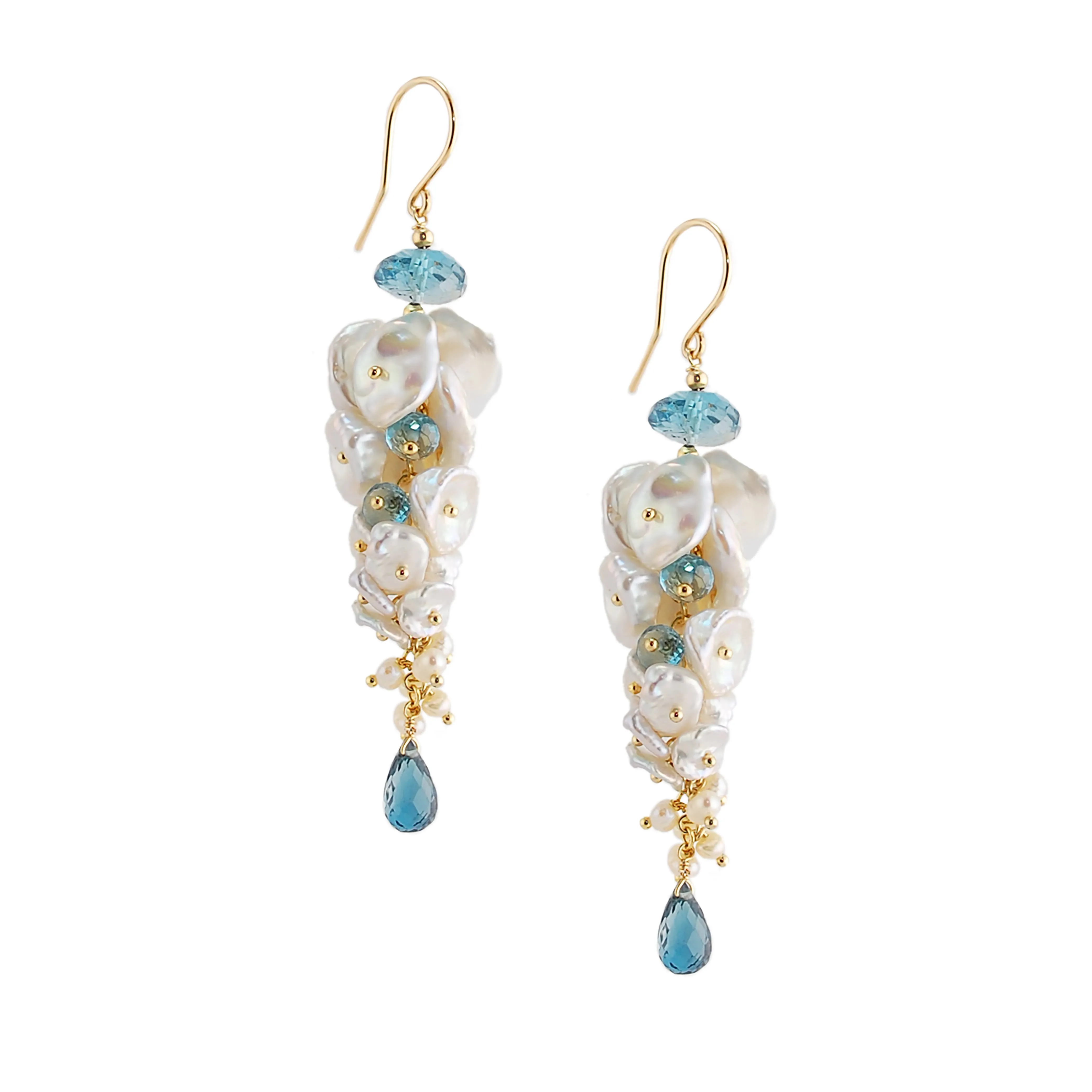Keishi Pearl Earrings with Topaz