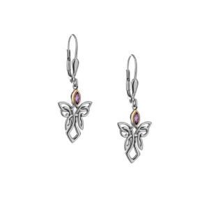 Keith Jack Guardian Angel Sterling Silver and 10K Yellow Gold Amethyst Dangle Earrings