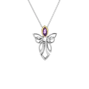 Keith Jack Guardian Angel Sterling Silver and 10K Yellow Gold Amethyst Pendant