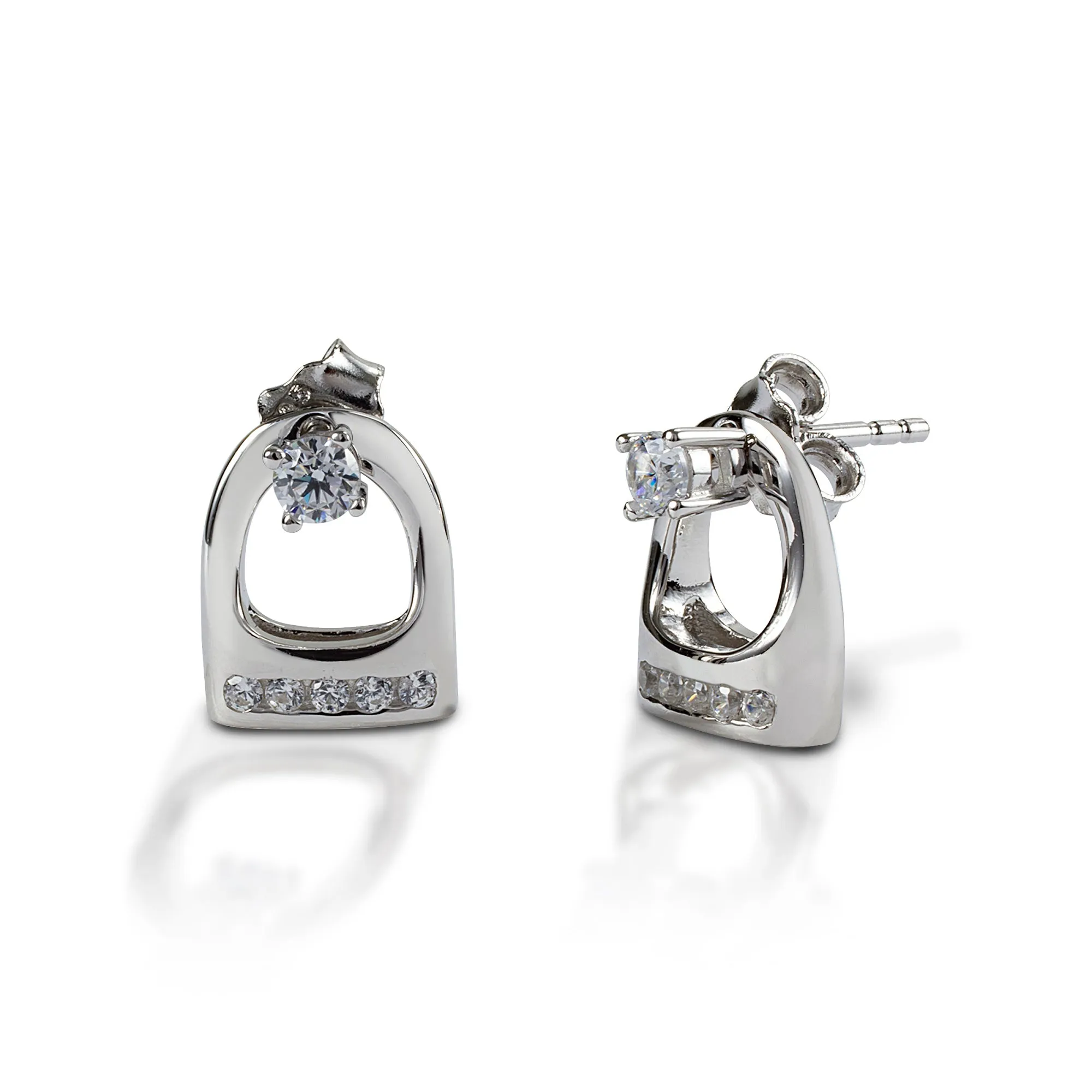 Kelly Herd Earrings Stud with Small English Stirrup Jackets - Sterling Silver