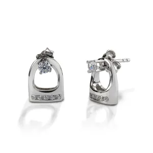 Kelly Herd Earrings Stud with Small English Stirrup Jackets - Sterling Silver