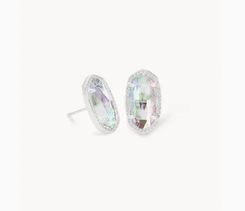 Kendra Scott Ellie Stud Earrings - Rhodium Dichroic Glass