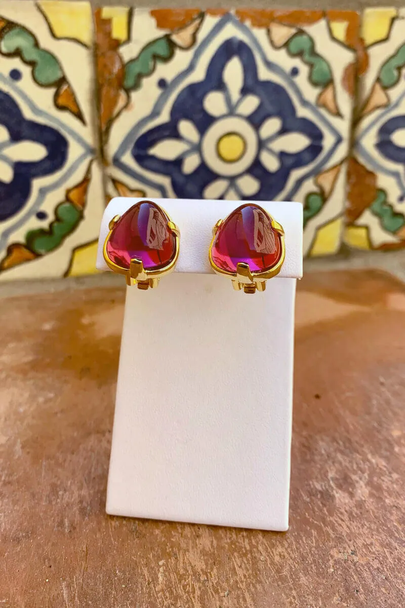 Kenneth Jay Lane Gold Amethyst Nugget Earrings