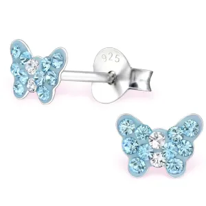 Kids  Silver Butterfly Stud earrings With Swarovski Crystal