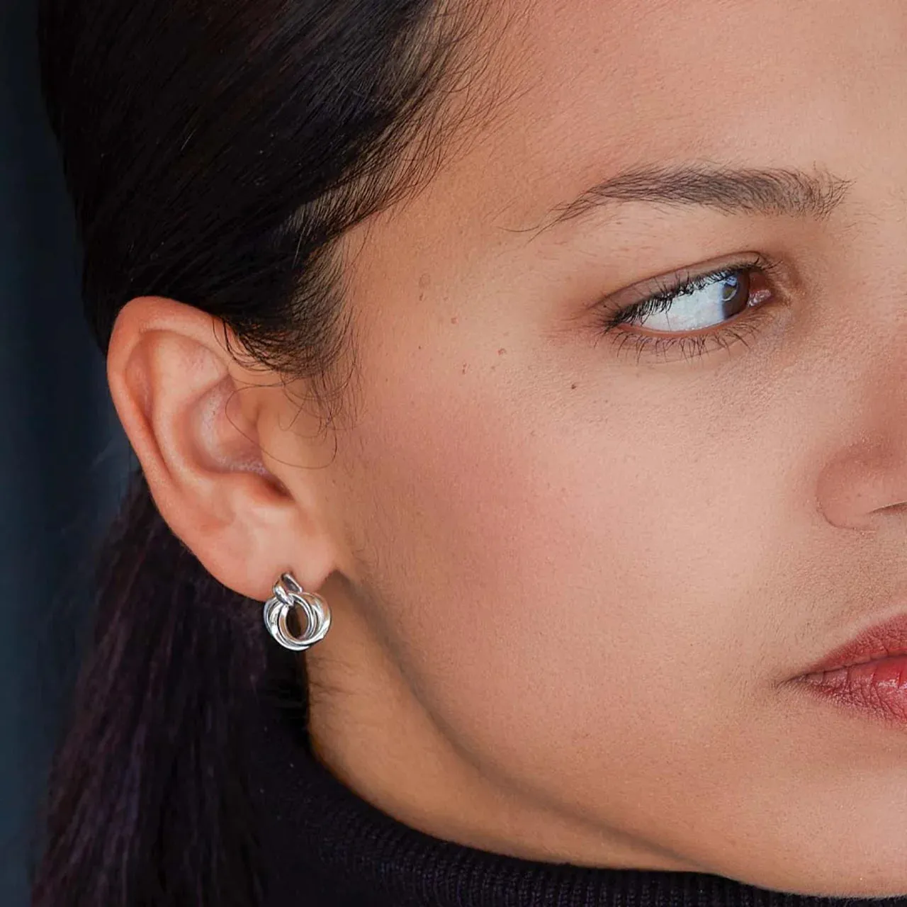 Kit Heath Sterling Silver Bevel Trilogy Earrings