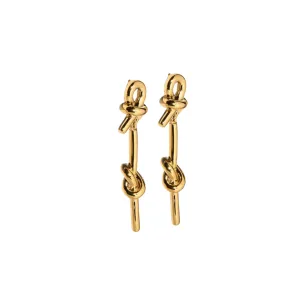 Knot Drop Gold Earrings