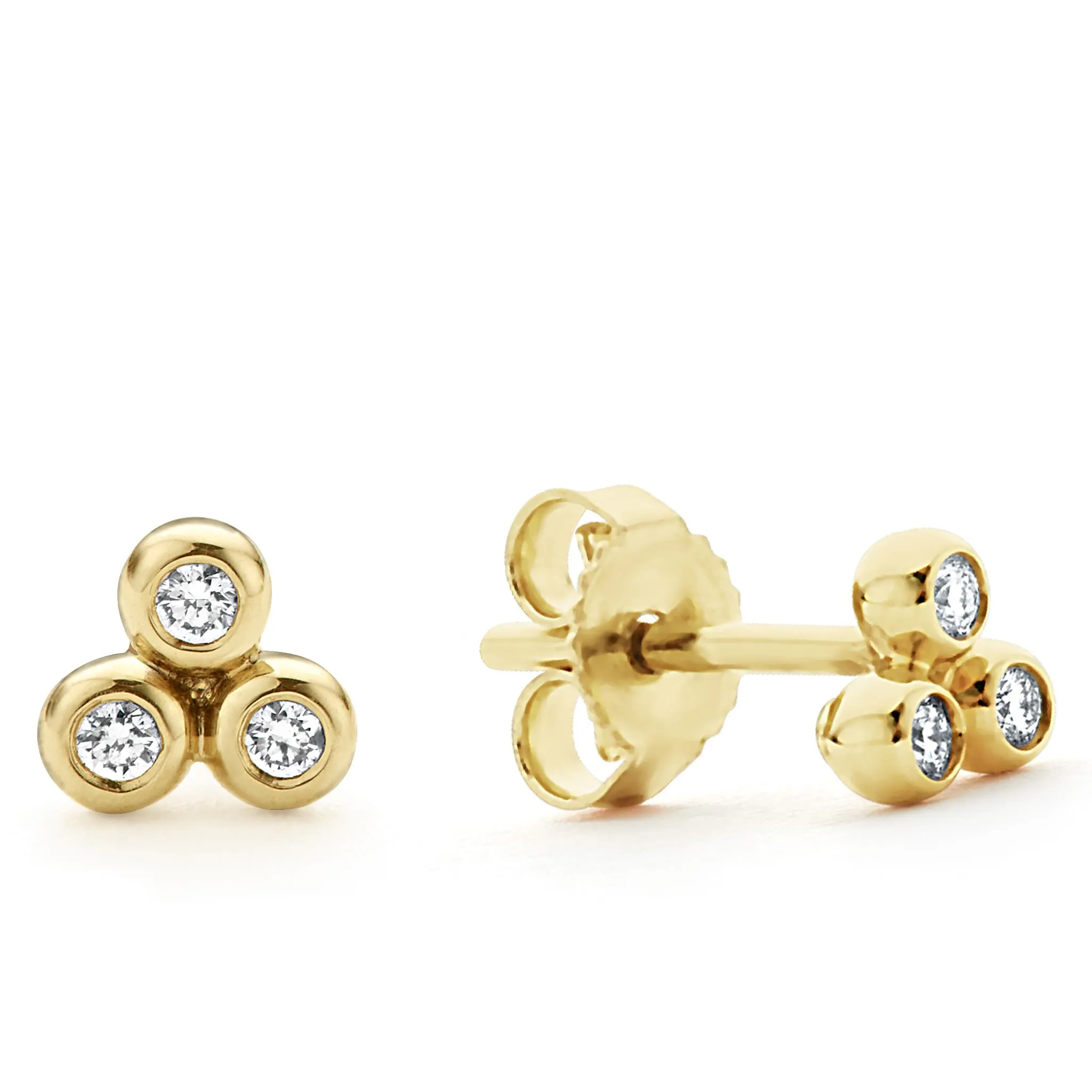 KSL 18K Gold Triangle Diamond Stud Earrings