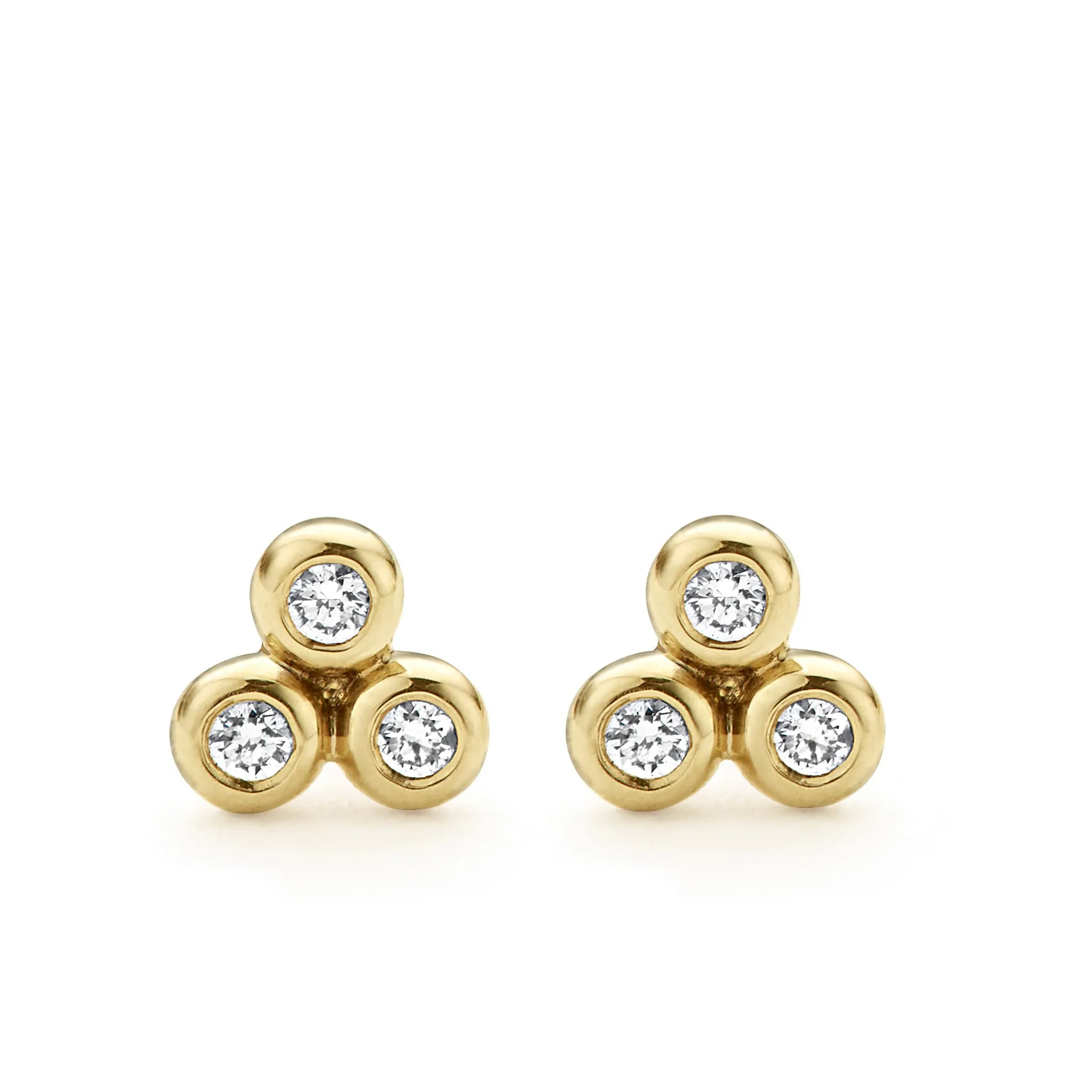 KSL 18K Gold Triangle Diamond Stud Earrings