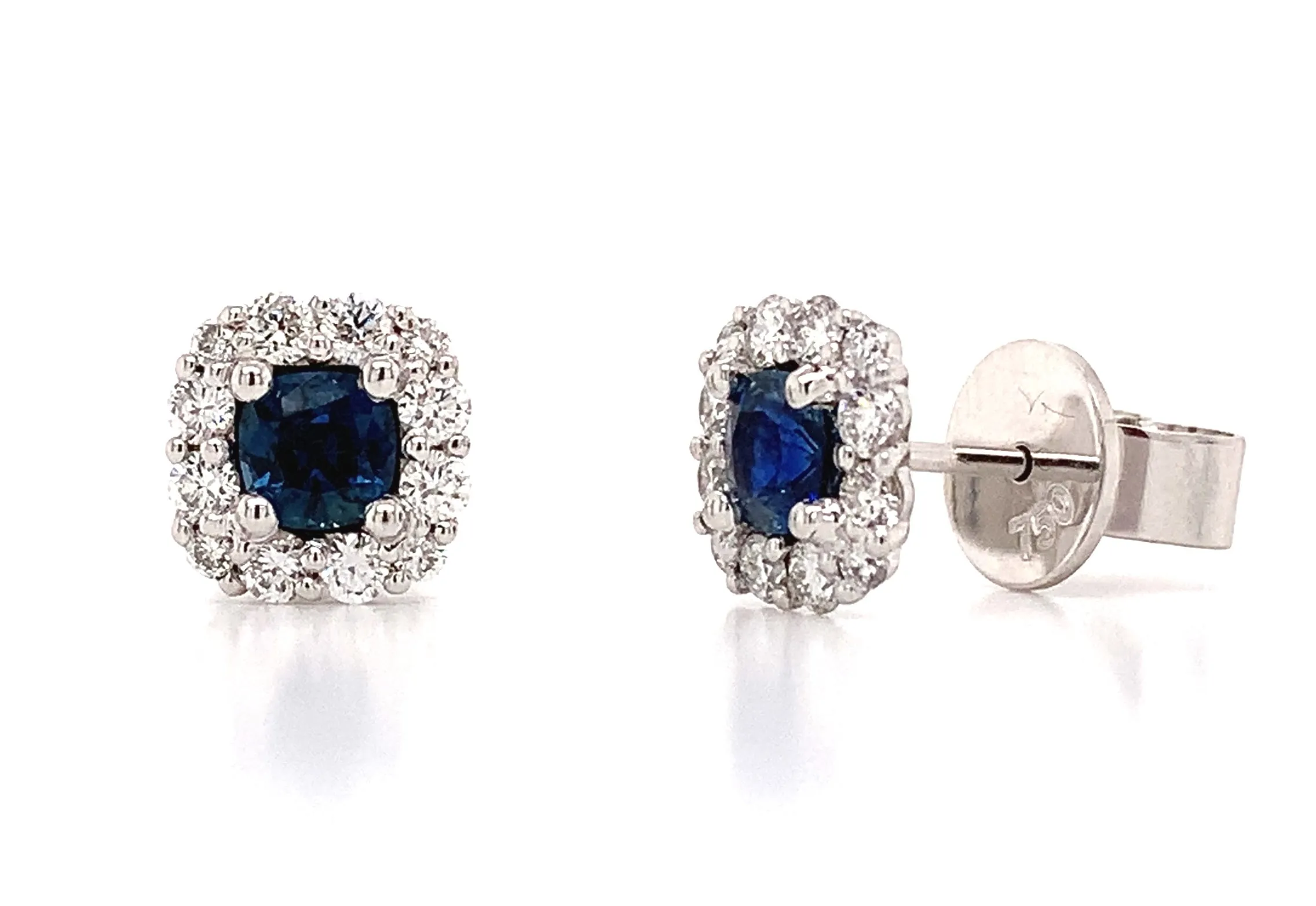 ﻿Ladies Blue Sapphire Diamond Earrings