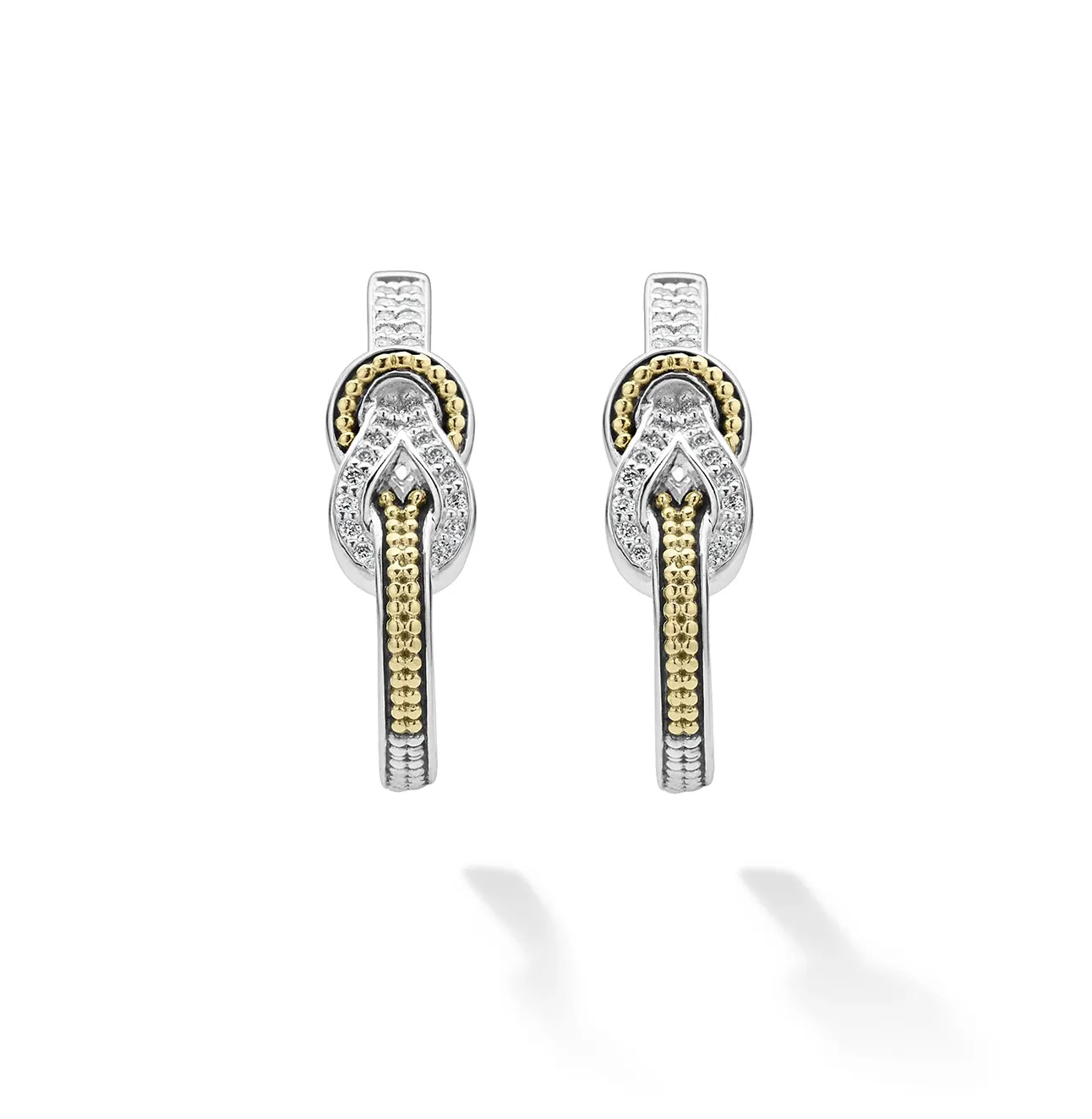 LAGOS Newport Two Tone Knot Diamond Half Hoop Earrings