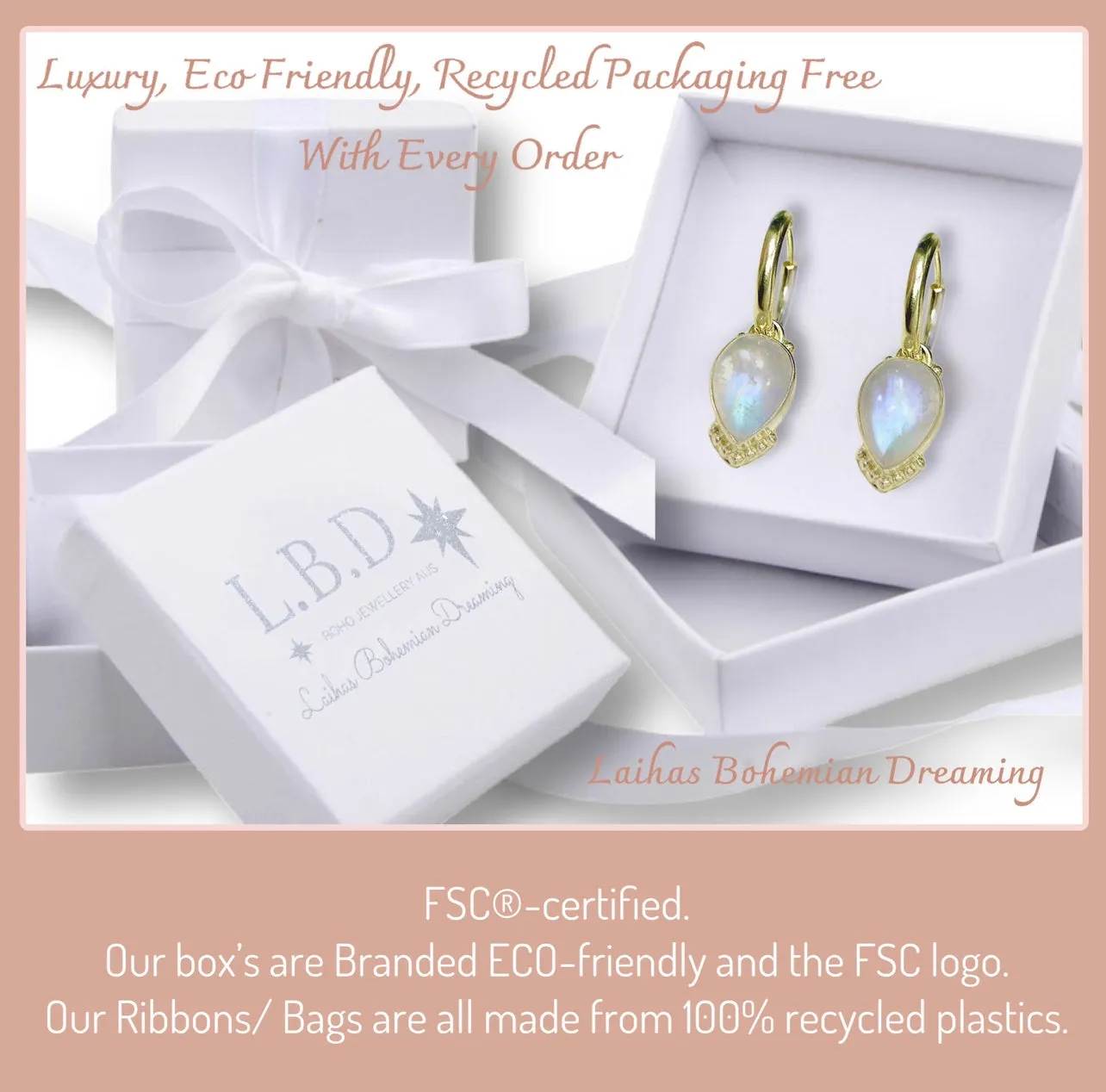 Laihas Opulent Lotus Flower Gold Opal Earrings