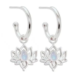 Laihas Opulent Lotus Flower Moonstone Hoop Earrings