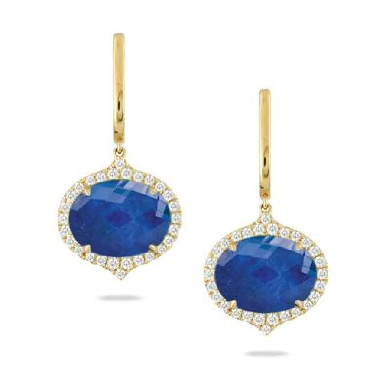 LAPIS & DIAMOND DROP HALO EARRINGS