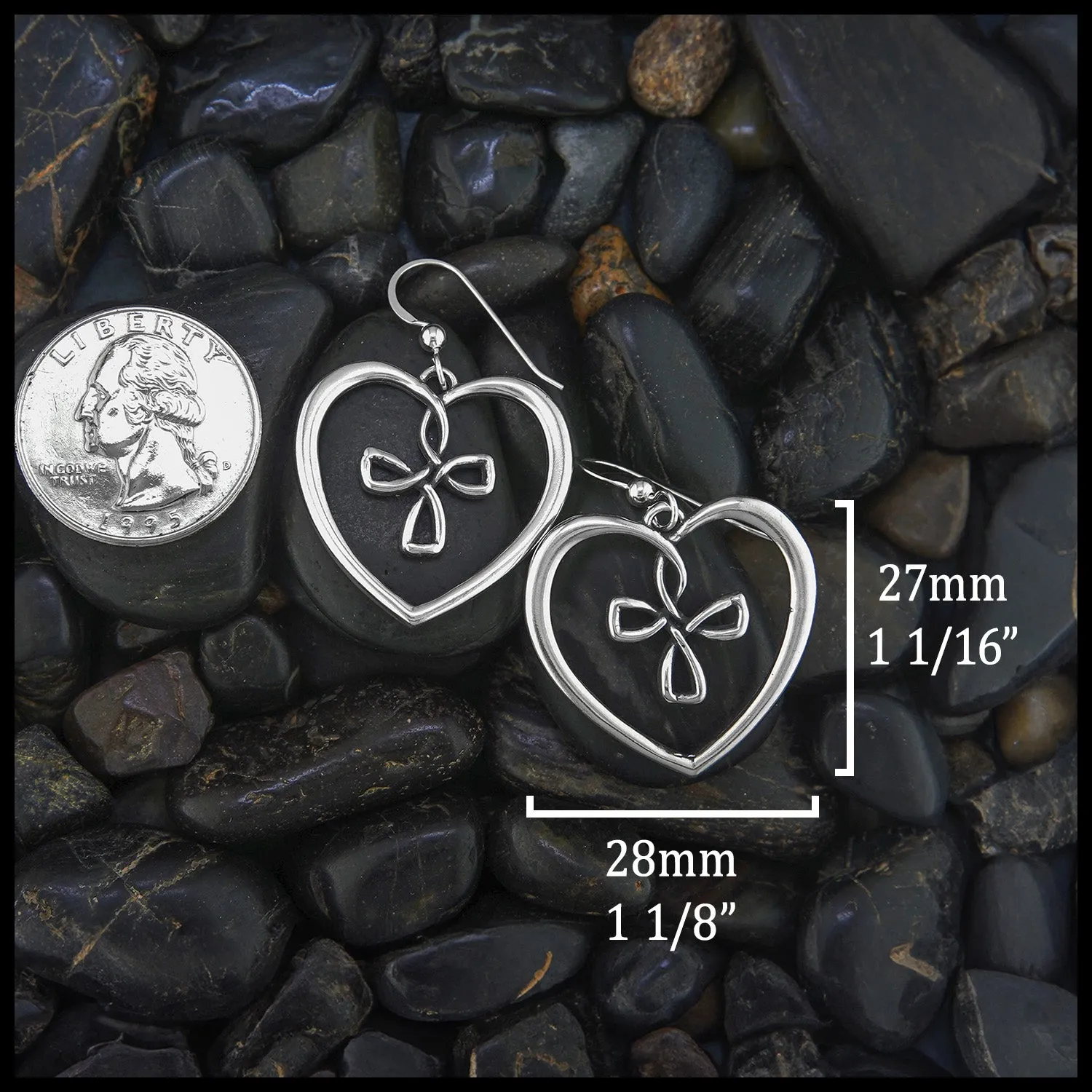 Large Cross My Heart Drop Earrings