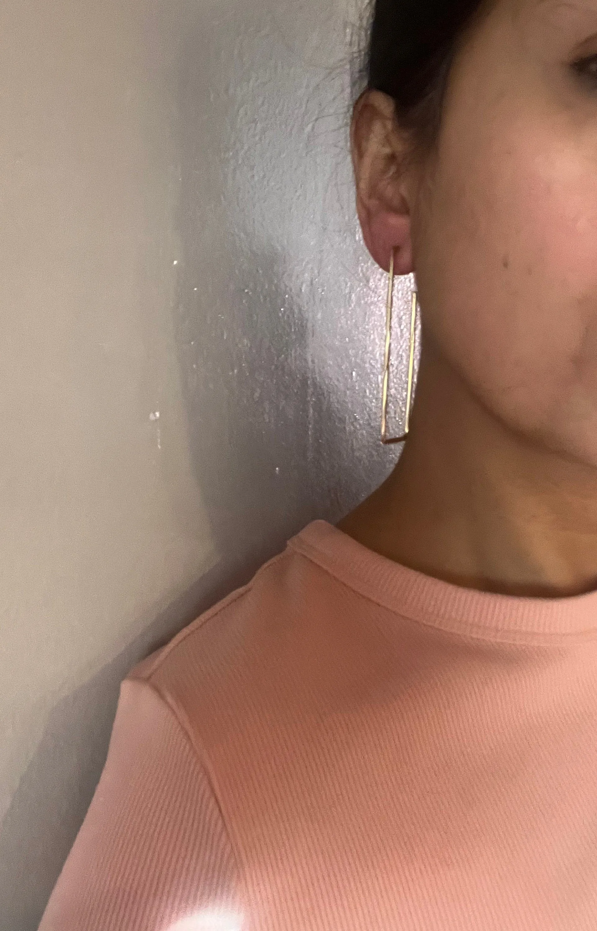 Large gold hoop earrings , gold hoops , big gold hoop earrings , chunky square rectangle  gold hoop earrings