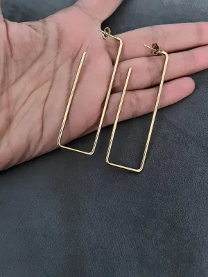 Large gold hoop earrings , gold hoops , big gold hoop earrings , chunky square rectangle  gold hoop earrings