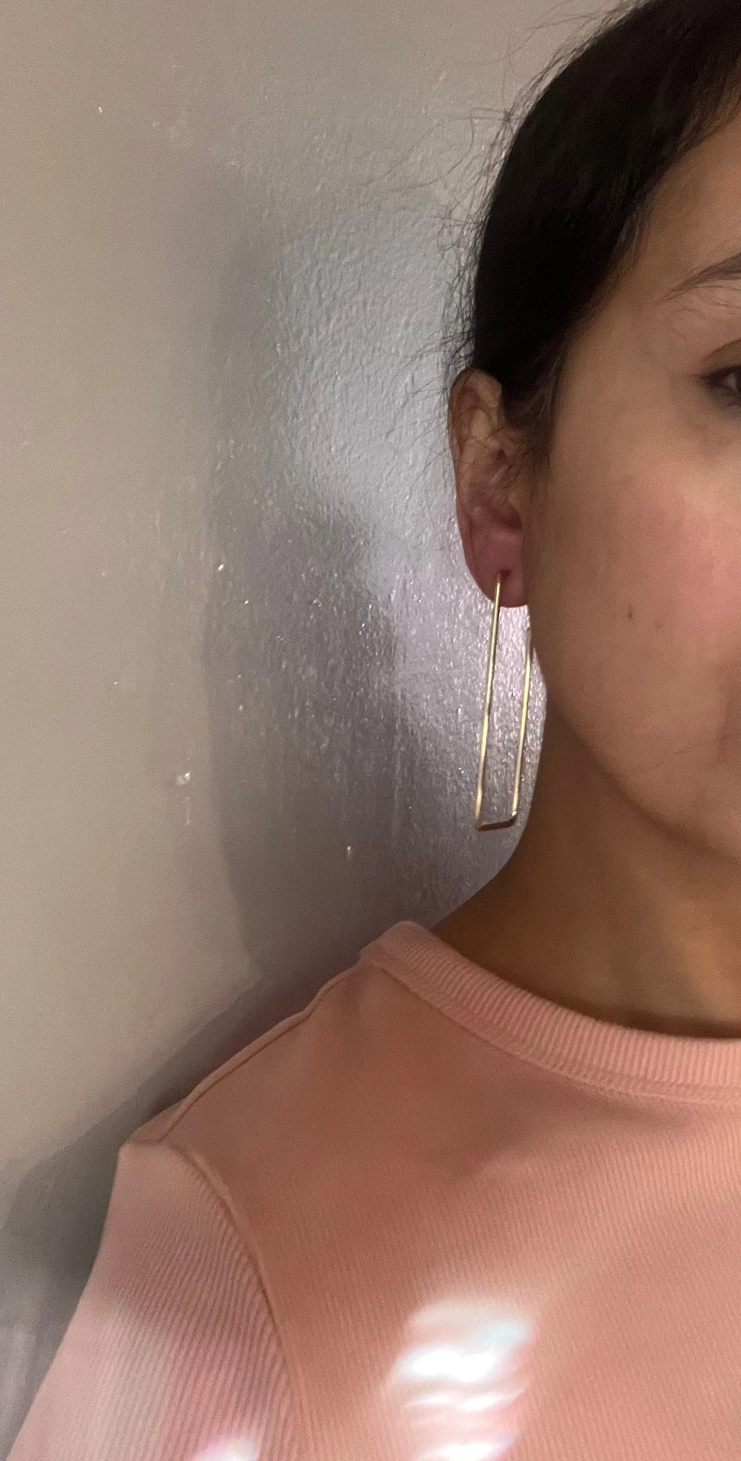 Large gold hoop earrings , gold hoops , big gold hoop earrings , chunky square rectangle  gold hoop earrings
