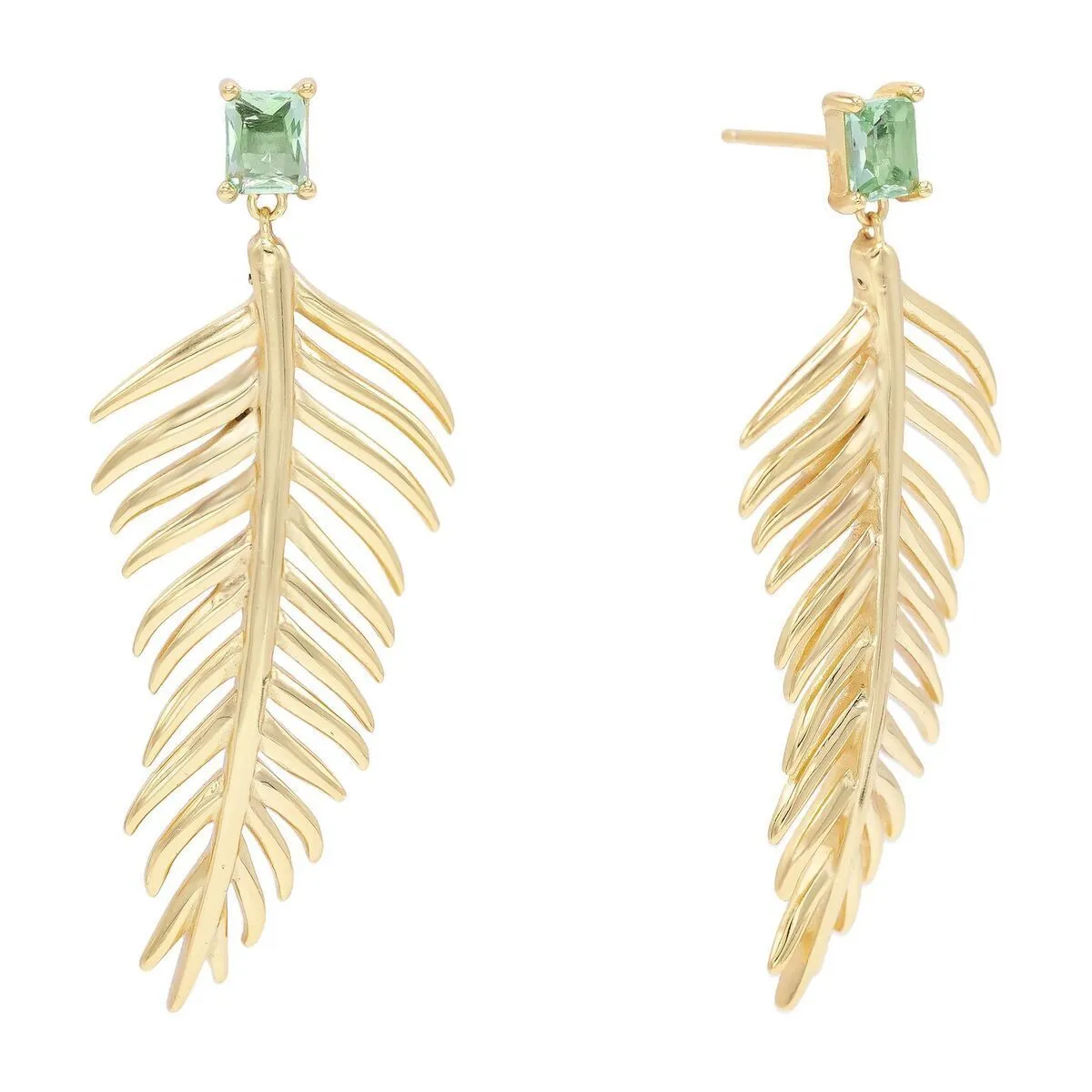 Large Leaf Stone Stud Earring