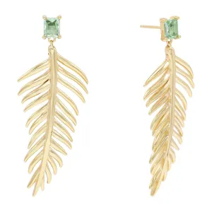 Large Leaf Stone Stud Earring