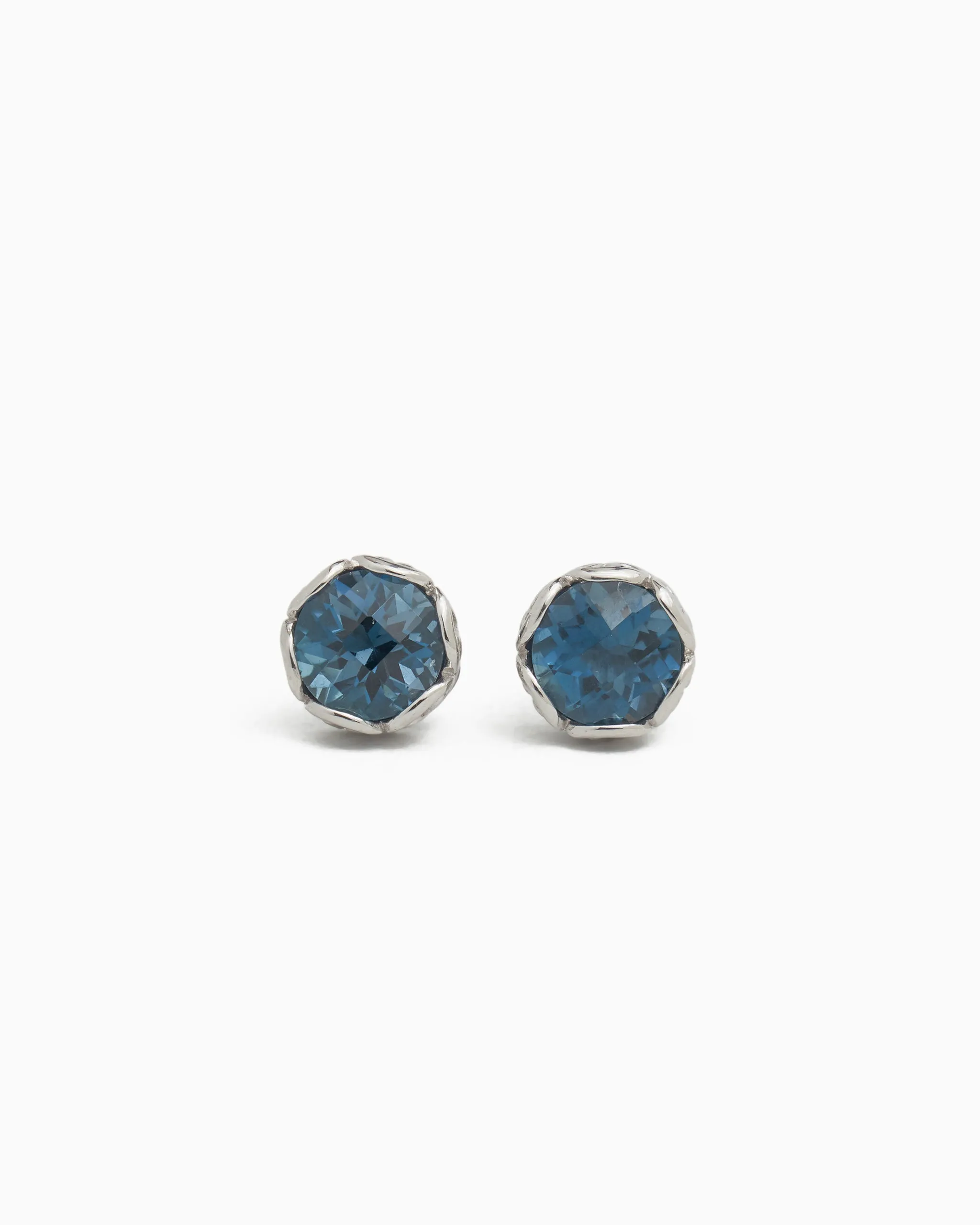 Large Princess Petroglyph Stone Studs - London Blue Topaz
