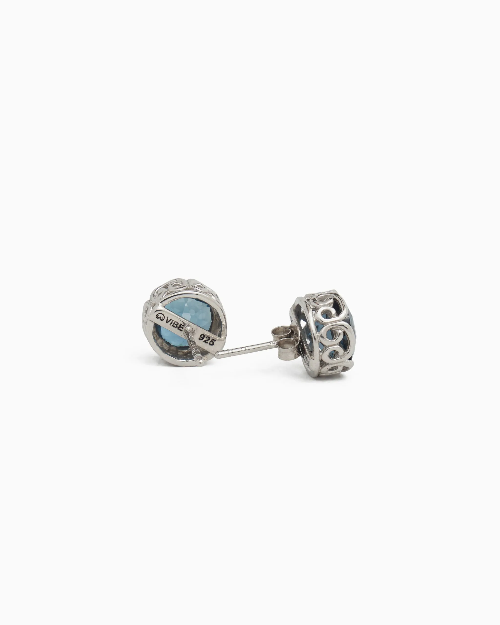 Large Princess Petroglyph Stone Studs - London Blue Topaz