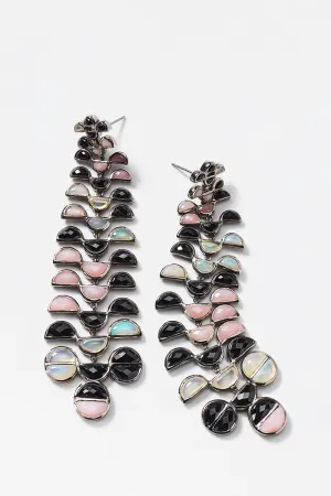 Large Reptile Girandole Earrings - Black Spinel, Pink Opal & Ethiopian Opal
