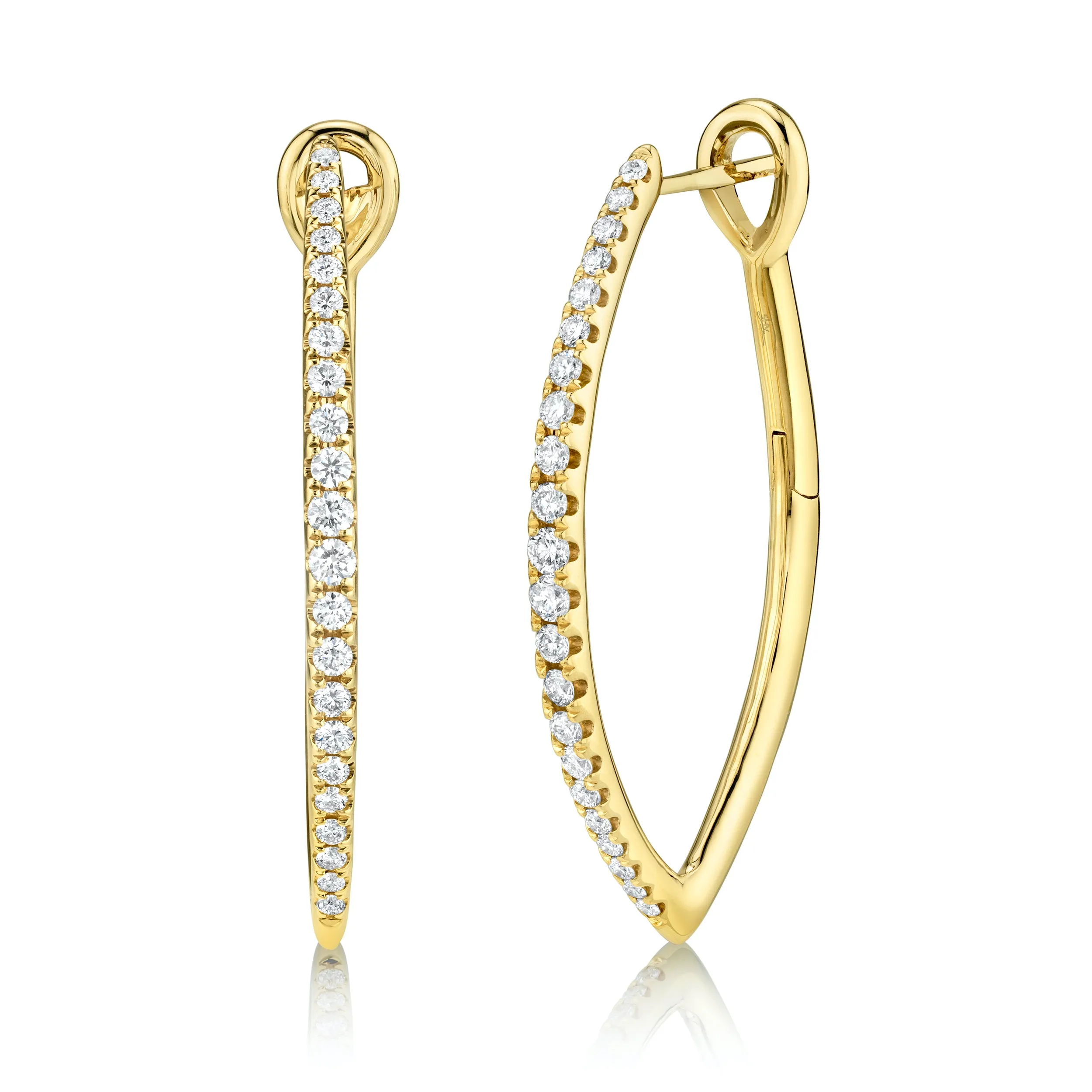 Large Wishbone Diamond Hoop Earrings