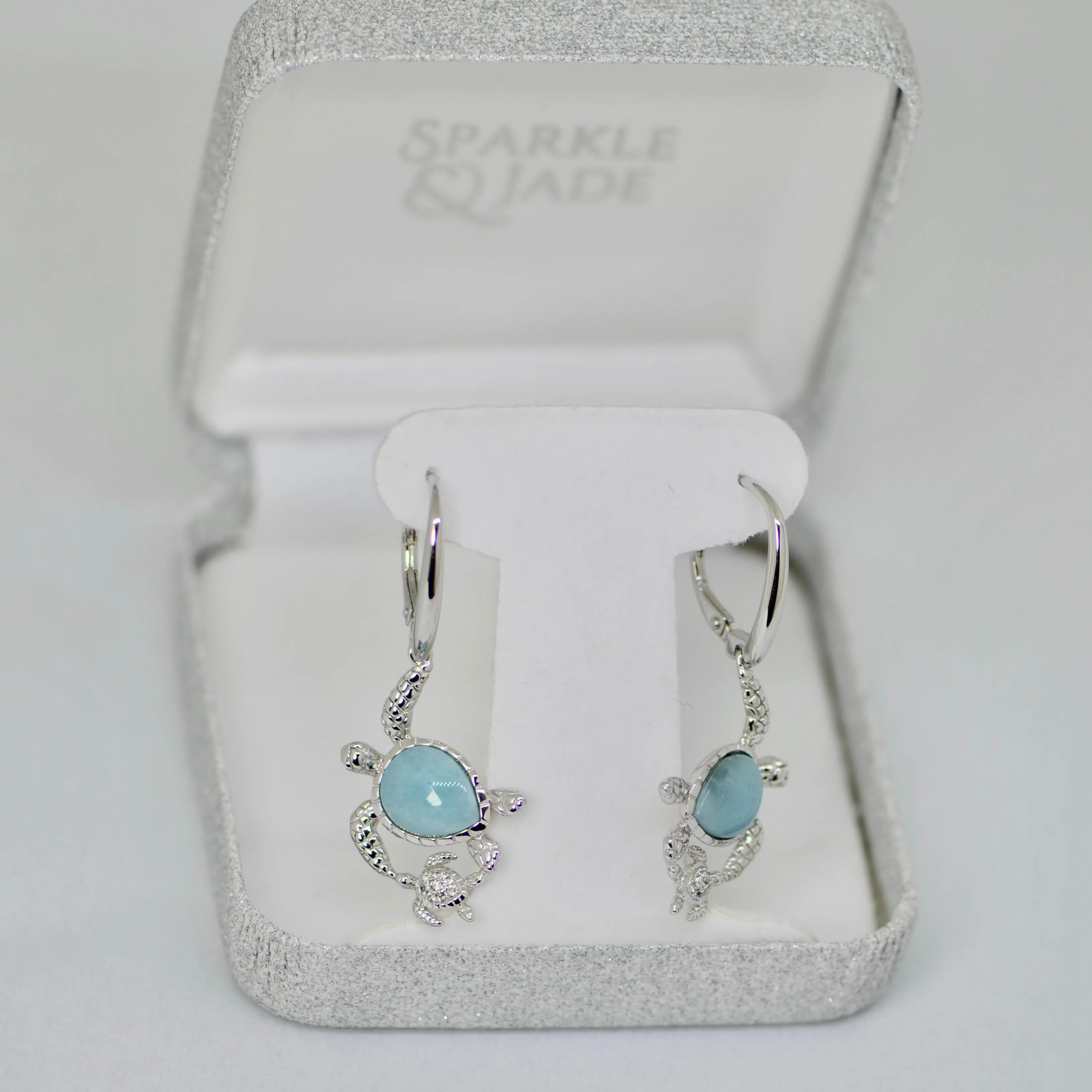 Larimar Honu Aumakua Leverback Earrings by Alamea