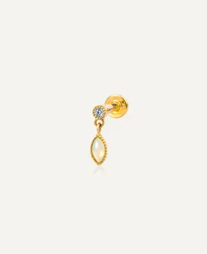 Laurel 14k Solid Gold Opal Flatback Stud